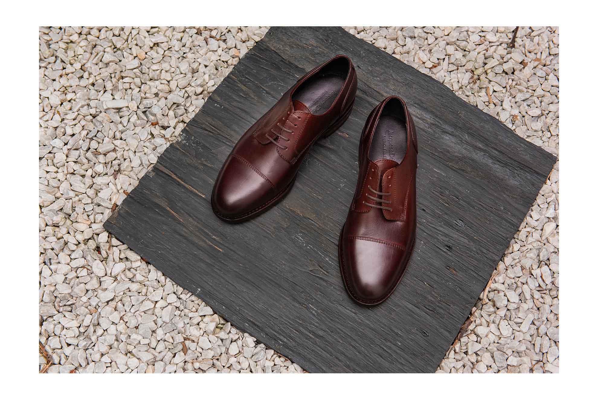 Chaussures Derby à bout droit cuir havane - cousu goodyear - Semelle Vibram - Jacques & Déméter