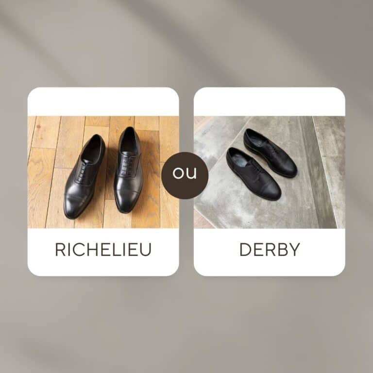 Comparaison chaussures Richelieu et Derby en cuir noir pour homme